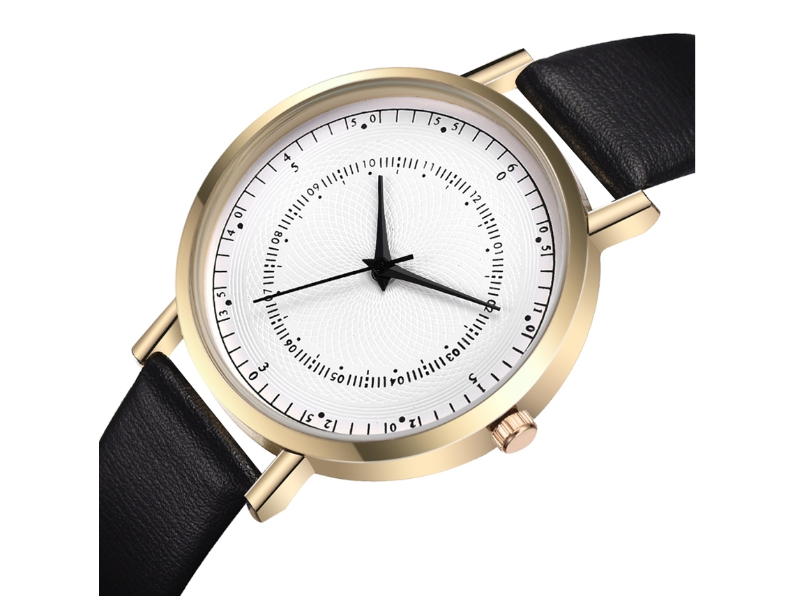 Reloj De Muñeca De Moda Casual Redondo Cuarzo Con Correa De Pu (oro Rosa)