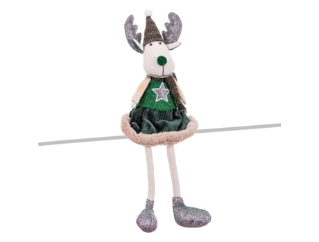 Adorno de Navidad BIGBUY CHRISTMAS Adorno Navideño Multicolor Arena Tejido Tecido Verde (12x5X42cm)
