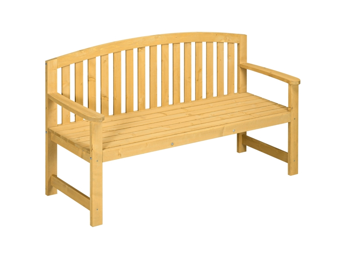Banco De Madera Para 2 Personas, Resistente A La Intemperie, 140x50x85cm, Color Naranja.