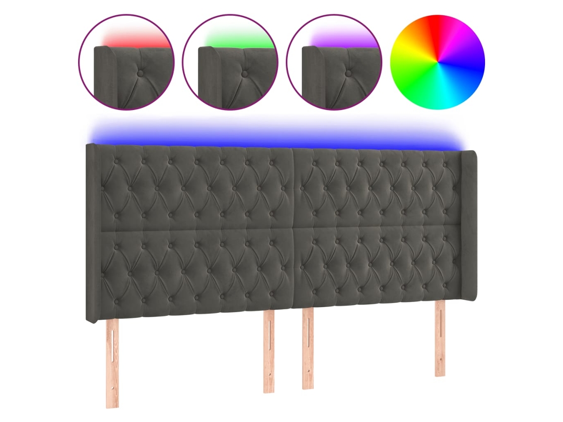 Cabecero de cama de terciopelo gris oscuro con iluminación LED MAISON EXCLUSIVE (203x16x118 cm)
