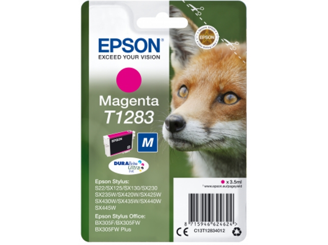 Cartucho de tinta original EPSON T1283, Zorro 3,5 ml , Magenta, M, C13T12834012