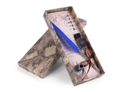 Pluma De Pluma Clásica Retro Con Fuente, Caja De Regalo De Lujo Para Navidad Y San Valentín, Color Azul