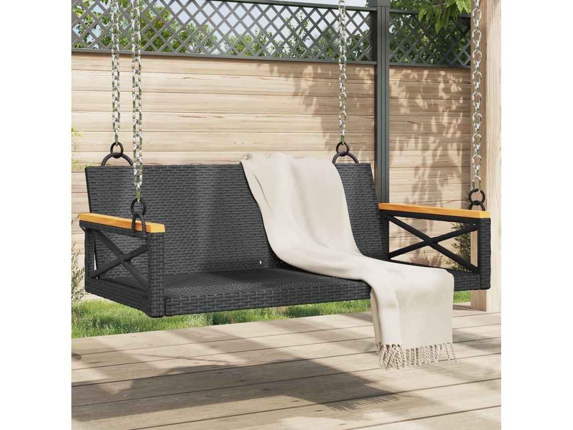 Banco columpio 109x62x40 cm mimbre negro Dkd Home Decor
