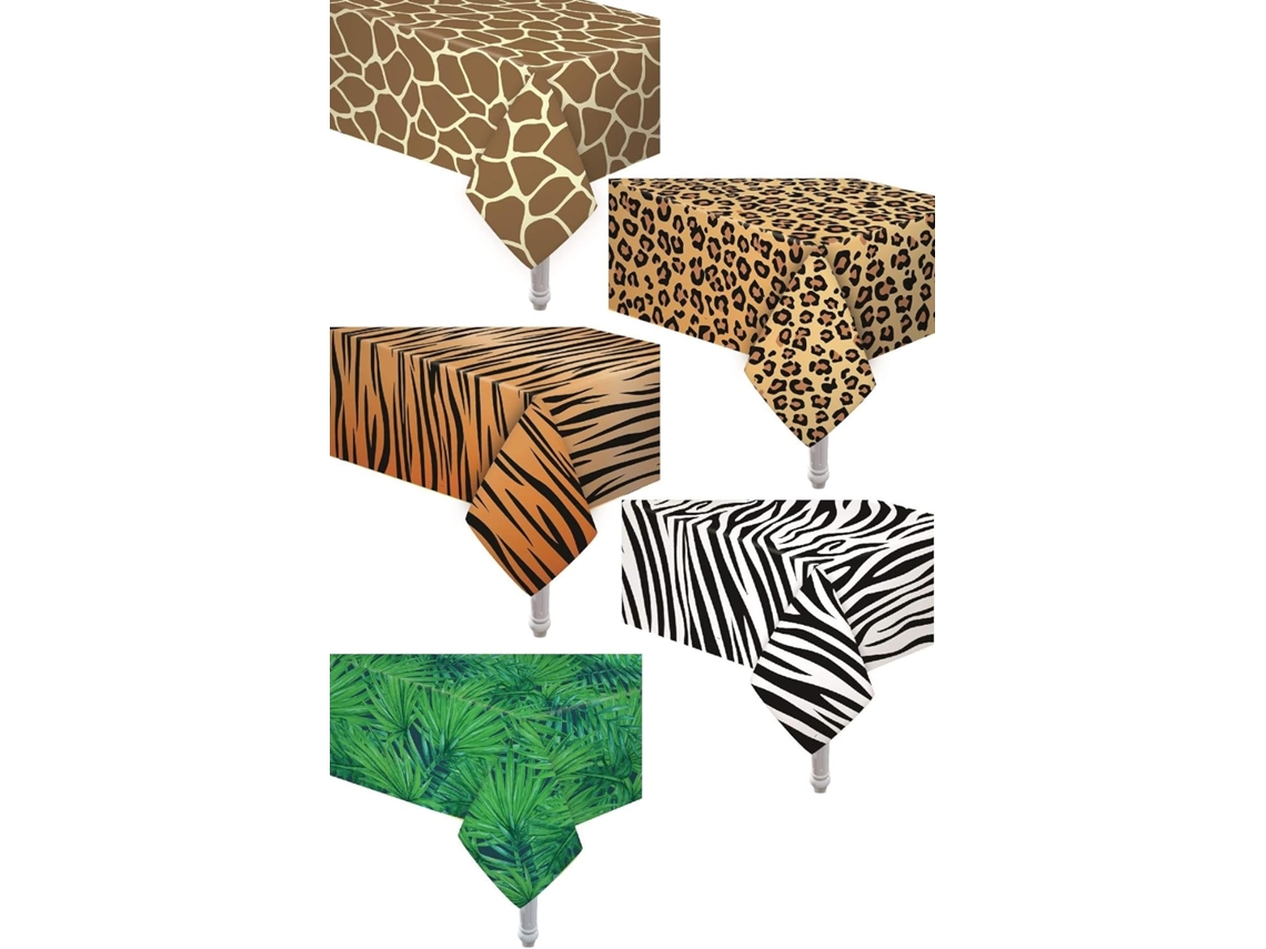 RELAVAEV Toalha De Mesa Animal Safari Tema Zoológico 5 Peças - Ideal Para Festas De Aniversário, Chá De Bebê, Festa Temática Animal
