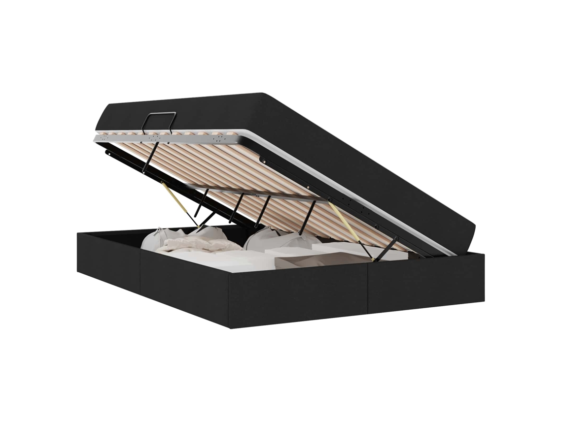 Maison Exclusive - Cama Con Almacenamiento Y Colchón Negro 140 X 200 Cm Poliéster