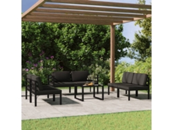 Conjunto de muebles de jardín con cojines de aluminio antracita, Dkd Home Decor