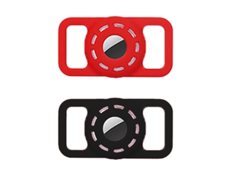 Soporte para collar de perro compatible con AirTag, funda impermeable de silicona suave para Apple Air Tag Tracker, rojo negro ZMDECQNA