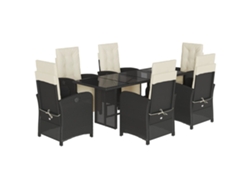 Maison Exclusive - Set De Comedor De Jardín 7 Pzas Y Cojines Ratán Sintético Negro