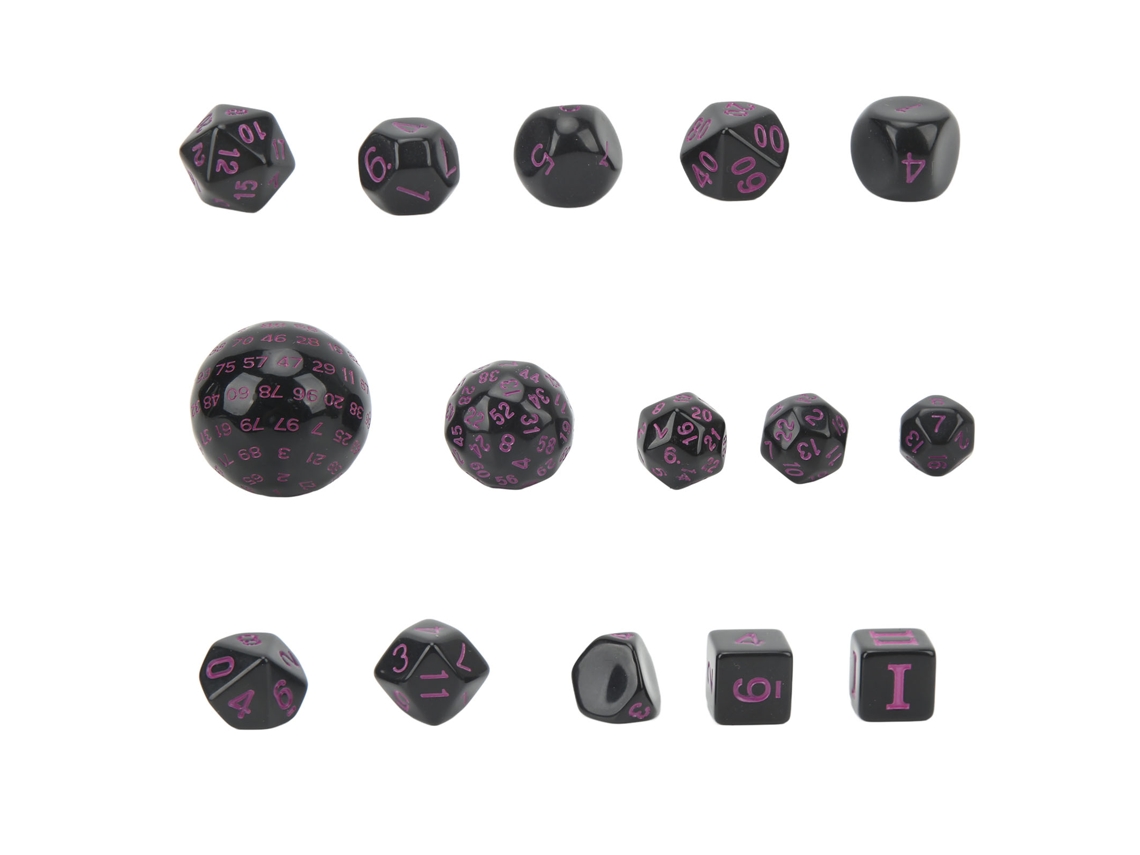 Juego de dados poliédricos acrílicos Mali, 15 piezas, de D3 a D100, para juegos de rol de mesa.