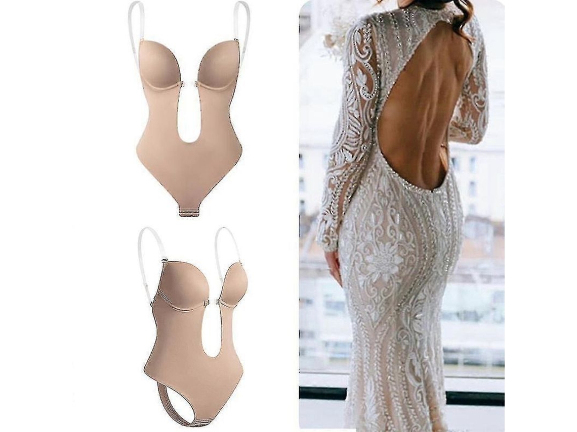 2026-shapewear Sin Espalda Con Escote En V Para Mujer, Body Moldeador Para Vestidos De Espalda Baja