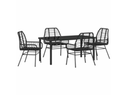 Juego de comedor de jardín de 5 piezas - Muebles de jardín de mimbre negro HARLANV1