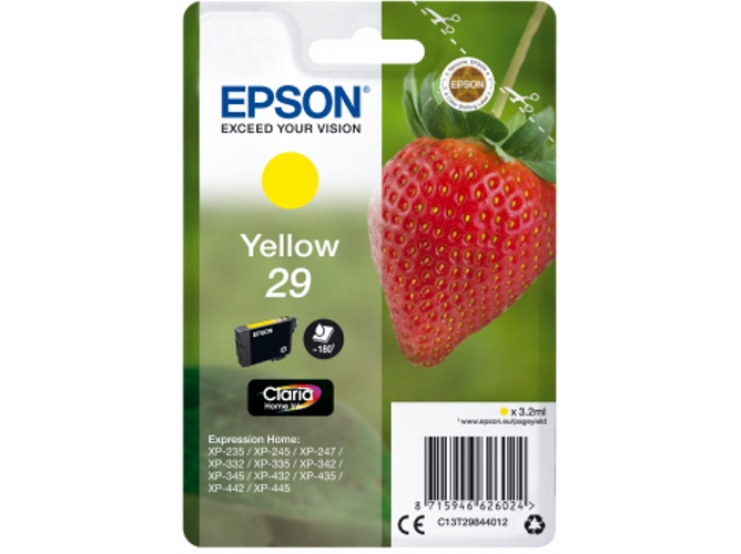 Cartucho de tinta original EPSON, 29, Fresa 3,2 ml , Amarillo, Estándar, C13T29844012, T2984