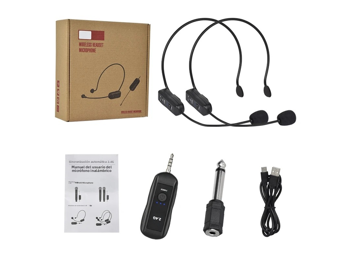 Micrófonos de solapa inalámbricos 2.4G con transmisor y receptor Mdug (dos juegos)