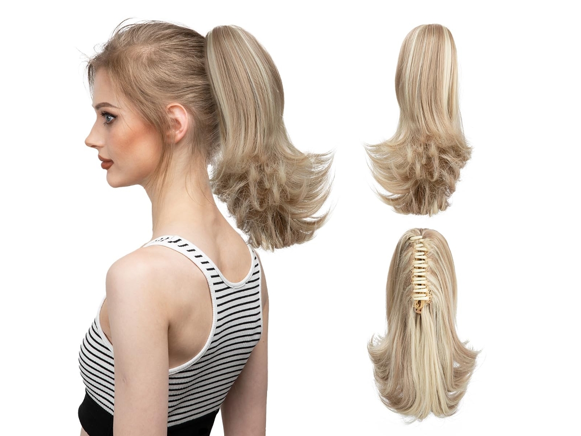 Peluca, extensión de cola de caballo con clip para mujer, microrizada (estilo 8/30cm) Gertiz