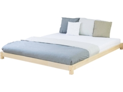 Cama Tatami BENLEMI (Marrón - Madera Natural - Compatible con Colchón: 160x200 cm)