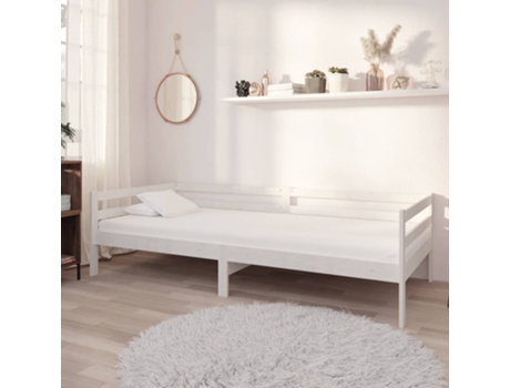 Sofá Cama con Cajones MAISON EXCLUSIVE Madera de Pino Macizo Metal Blanco (90x200cm)