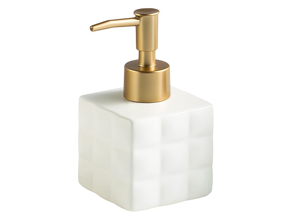 Dispensador De Jabón Decorativo Cuadrado Linjou Para Baño, Bonito Y Funcional, Blanco.