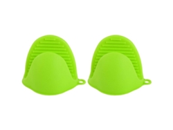 2 Pares De Guantes Protectores De Silicona Resistentes Al Calor Para Cocinar Y Hornear - Verde