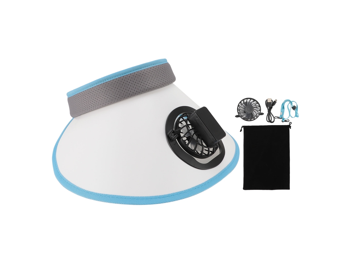 Chapéu De Sol Com Ventilador Recarregável 3 Velocidades Ajustáveis Protetor Uv50+ Branco Para Mulheres Homens Crianças