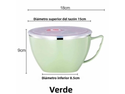 Copo Portátil de Aço Inoxidável para Macarrão Instantâneo com Tampa, Lancheira Térmica de Camada Dupla À Prova de Vazamentos MDUG (verde)