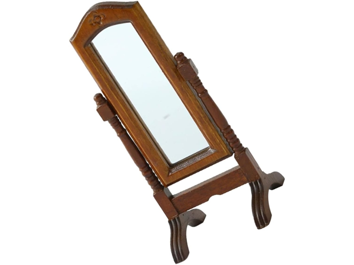 Espejo retro en miniatura para casa de muñecas con ángulo ajustable, ideal para la decoración de habitaciones.