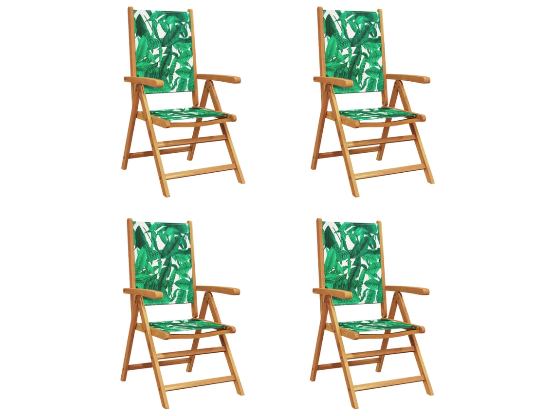 Maison Exclusive - Sillas De Jardín Reclinables 4 Uds Madera Maciza Y Tela Verde