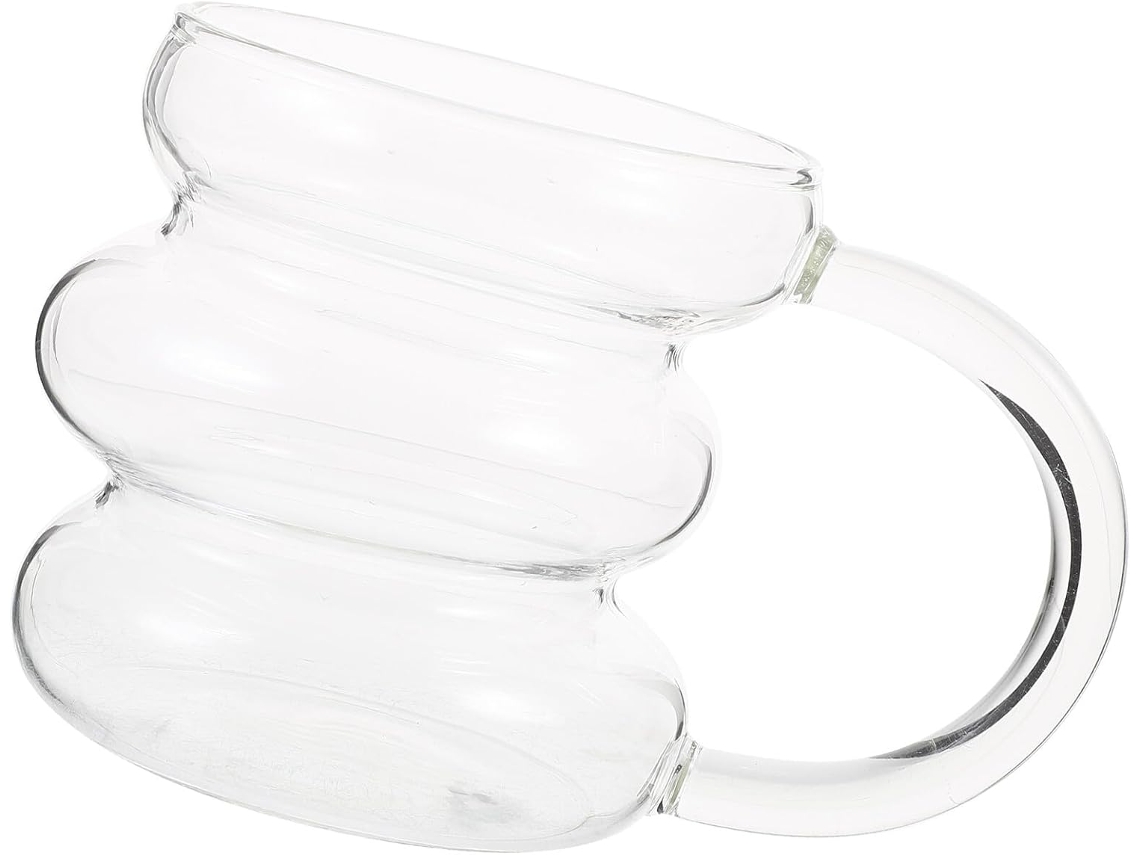 Vaso de whisky transparente con diseño ondulado. Vaso versátil para uso doméstico, ideal para tomar café, leche y zumos. CHABERLU