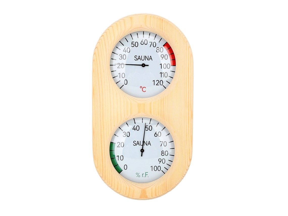 Termómetro Higrómetro De Madera 2 En 1 Para Sauna, 0-120 °c, 0-100 %. Montaje En Pared.