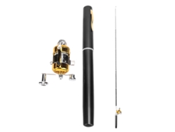 Cañón De Pesca Pluma Ligero Y Resistente 21cm Black Con Carrete Para Viajes Y Regalo