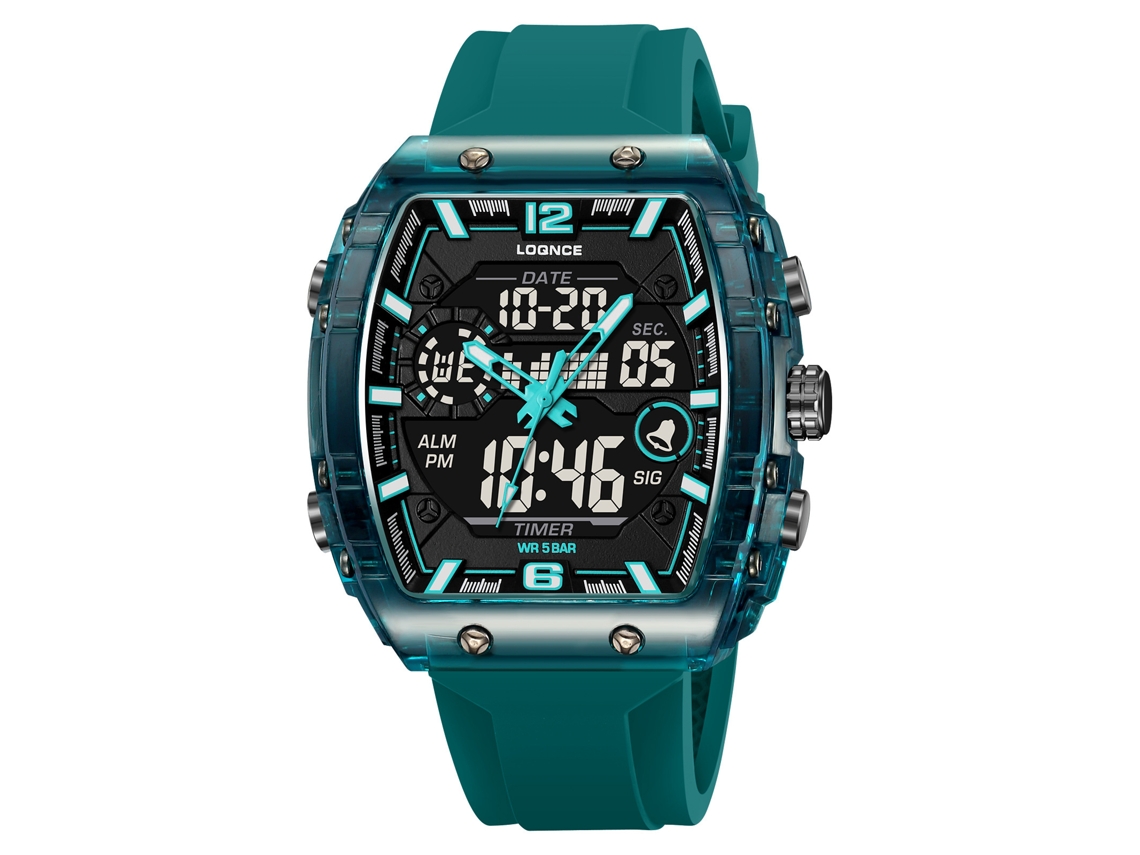 Reloj De Pulsera Electrónico Digital Luminoso E Impermeable Para Hombre (verde Oscuro), Elegante Y Deportivo.