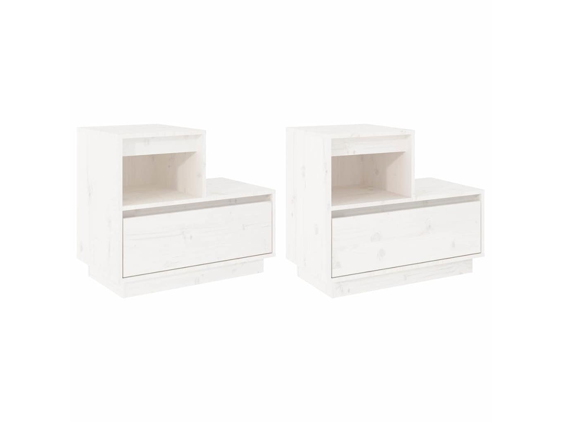Juego de 2 mesitas de noche de pino blanco macizo MAISON EXCLUSIVE (60x34x51 cm)