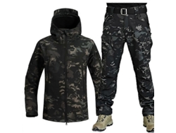 Conjunto Chaqueta Y Pantalón Camuflaje Hombre Impermeable Antiviento Invierno Tactico Militar 4xl Elfo De La Noche
