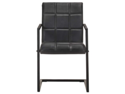 Maison Exclusive - Sillas Voladizas De Comedor 4 Unidades Cuero Auténtico Negro