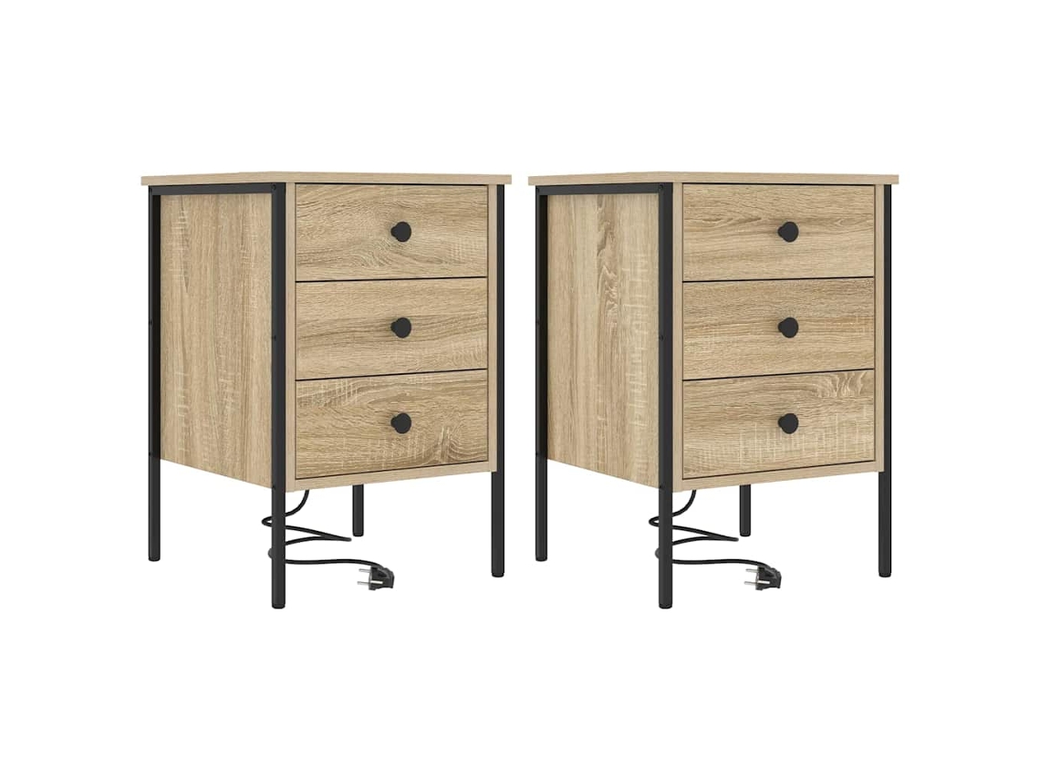 Maison Exclusive - Armario De Noche Con Cajón 2 Pcs Roble Sonoma 42 X 41 X 61 Cm