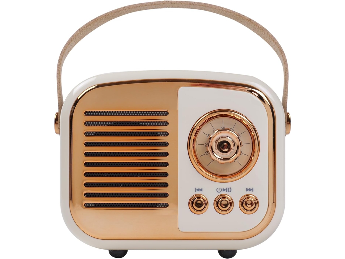 Altavoz portátil retro Bluetooth Gertiz compatible con Bluetooth, FM, tarjeta TF, disco U y AUX, color blanco