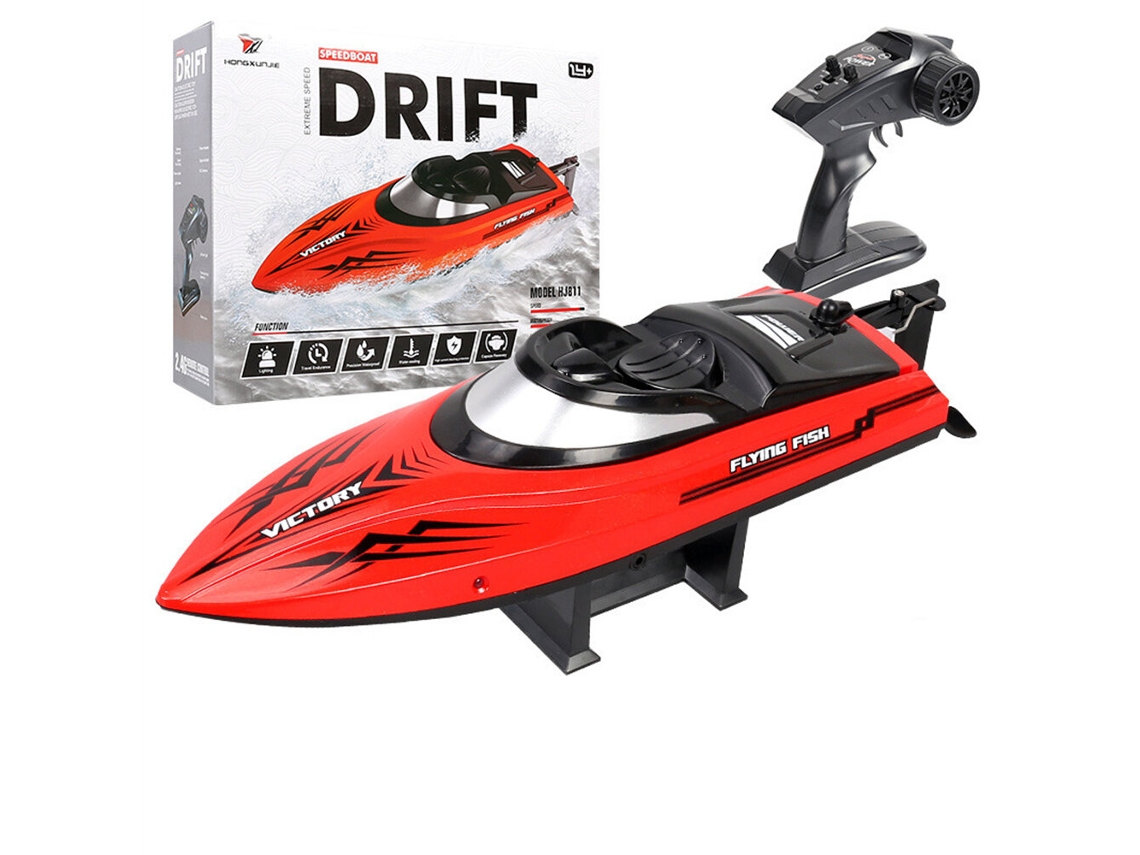 Rojohxjrc Hj811 Lancha Rc 2.4g 4ch Alta Velocidad Led Impermeable 20km/h Lagos Piscinas Juguetes