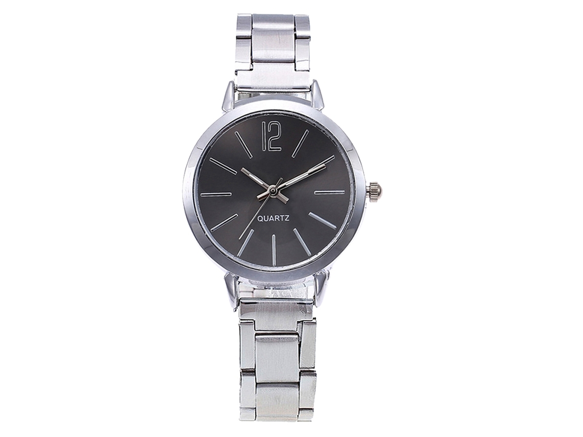Reloj De Pulsera De Cuarzo Informal Para Mujer Con Brazalete De Acero Plateado Y Negro.