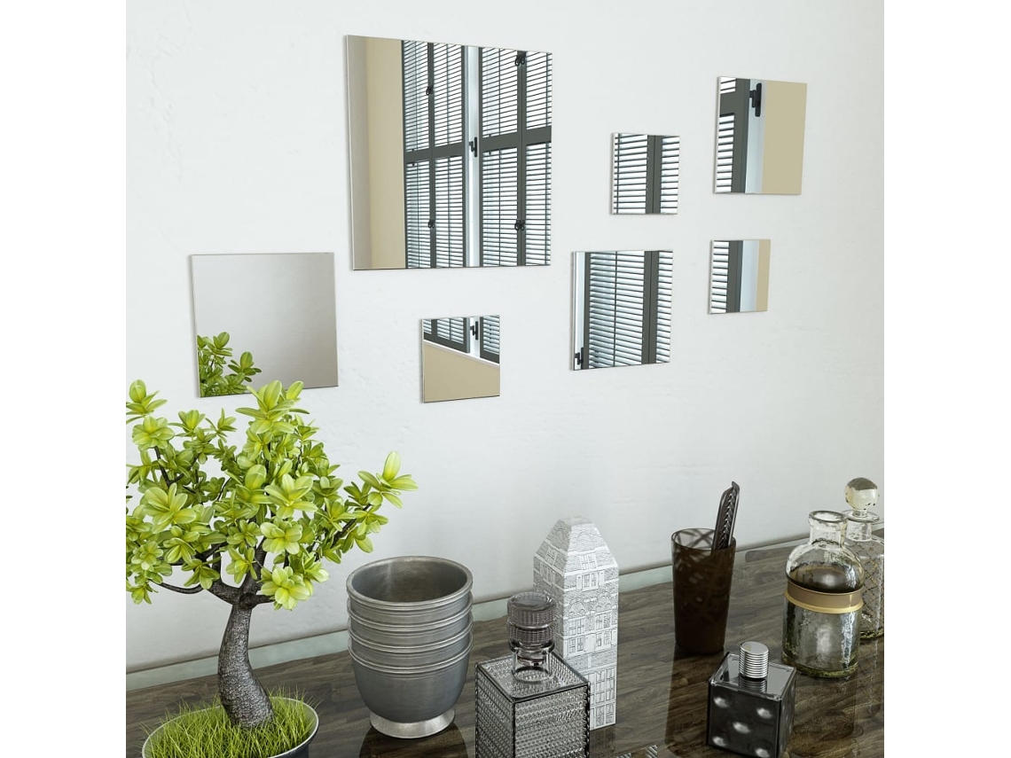 Juego de Espejos de Pared Cuadrados 7 Piezas Cristal