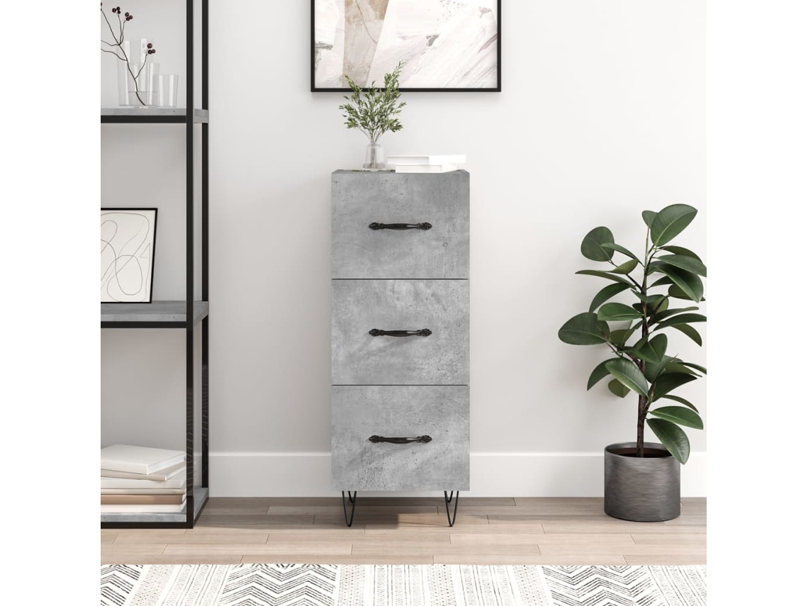 Aparador De Madera Contrachapada Gris Hormigón 34,5x34x90 Cm