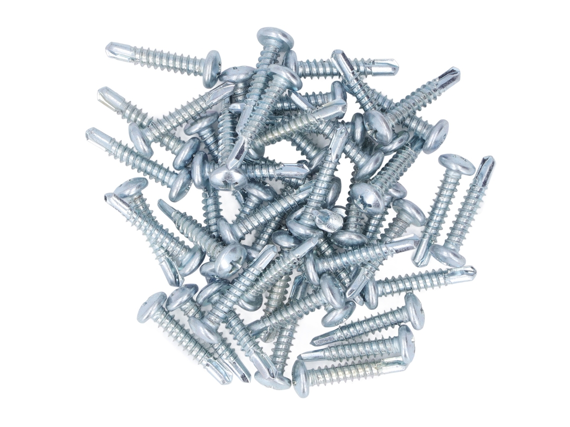 50 Pcs Tornillos De Cruz Galvanizados Acero Carbono Auto Perforantes 4.8x25mm Cabeza Redonda