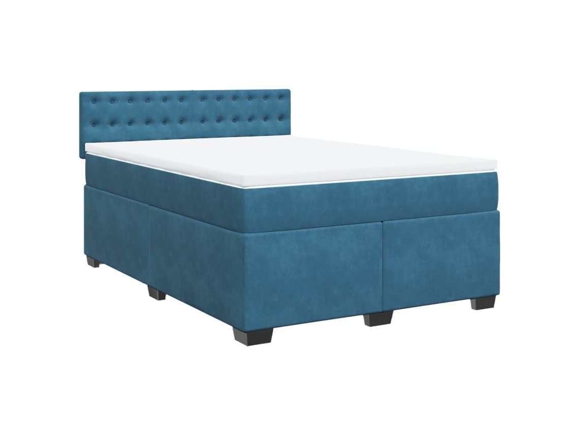 Maison Exclusive - Cama Box Spring Con Colchón Terciopelo Azul Oscuro 140x190 Cm