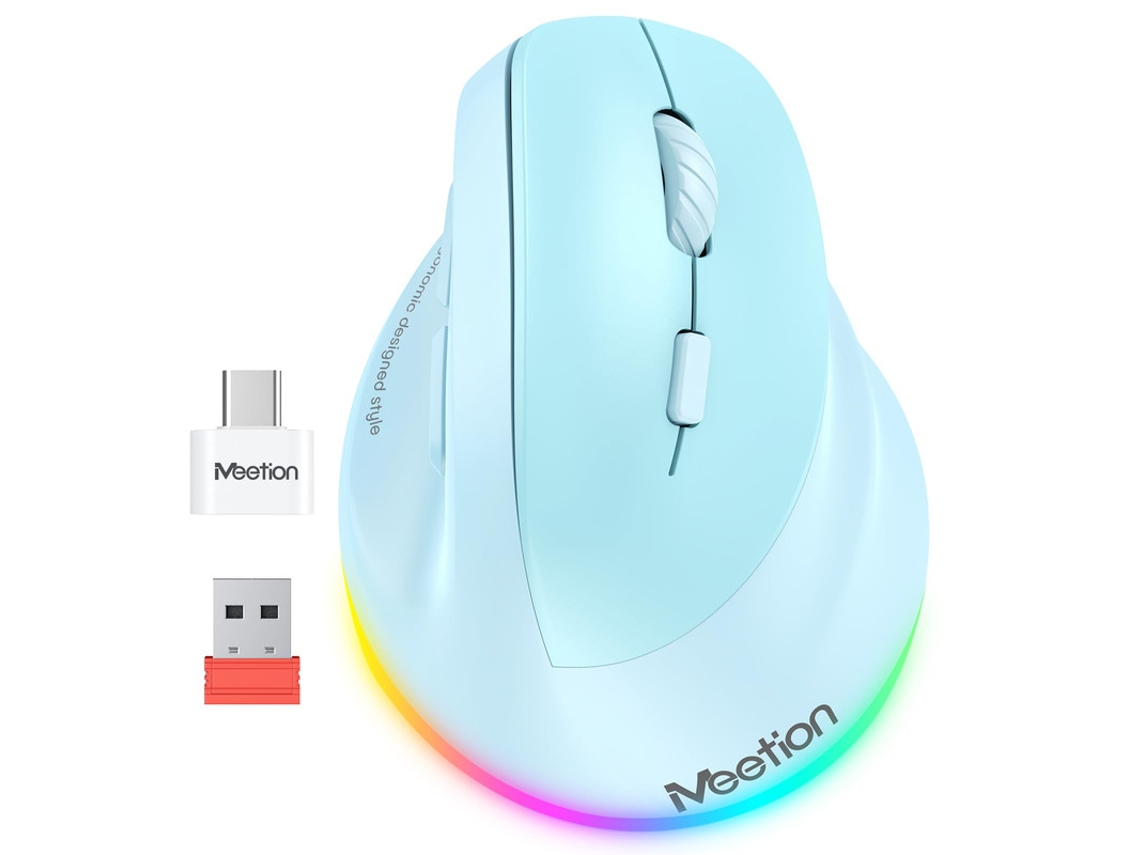 Ratón inalámbrico ergonómico, recargable, con Bluetooth y USB-A, con adaptador USB, CE, 4 niveles de DPI ajustables, verde Yizhood (5.2 3.0)