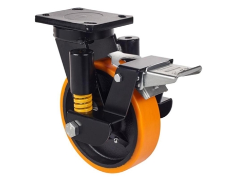 Rueda giratora placa fr.10hlsefn250-hub suspension hierro-poliur.naranj.bolas ALEX