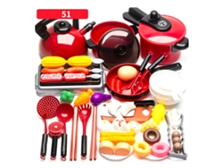 Juego de cocina de juguete de 51 piezas para niños, juguetes de cocina simulados con finos detalles, regalo para el hogar y la escuela.