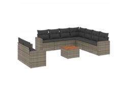 Maison Exclusive - Set De Sofás De Jardín 10 Pzas Con Cojines Ratán Sintético Gris