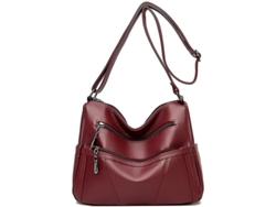 Bolsa de ombro feminina Fasst em couro sintético macio com vários compartimentos e alça ajustável.