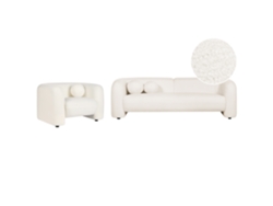 BELIANI Leiren Conjunto de Salón de Diseño Clásico de Bouclé Blanco 224X83X73