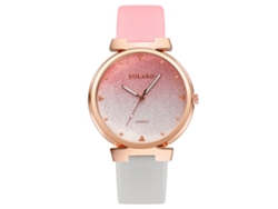 Reloj De Pulsera Yolako Para Mujer Con Esfera Degradada Y Correa De Pu Rosa Y Gris.