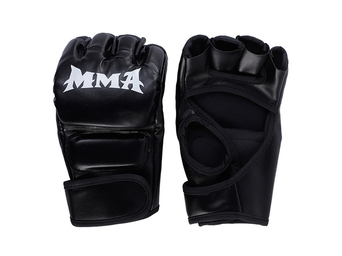 2026-guantes De Boxeo De Media Dedo Para Adultos Con Buena Amortiguación Palma Hueca Negros Mma