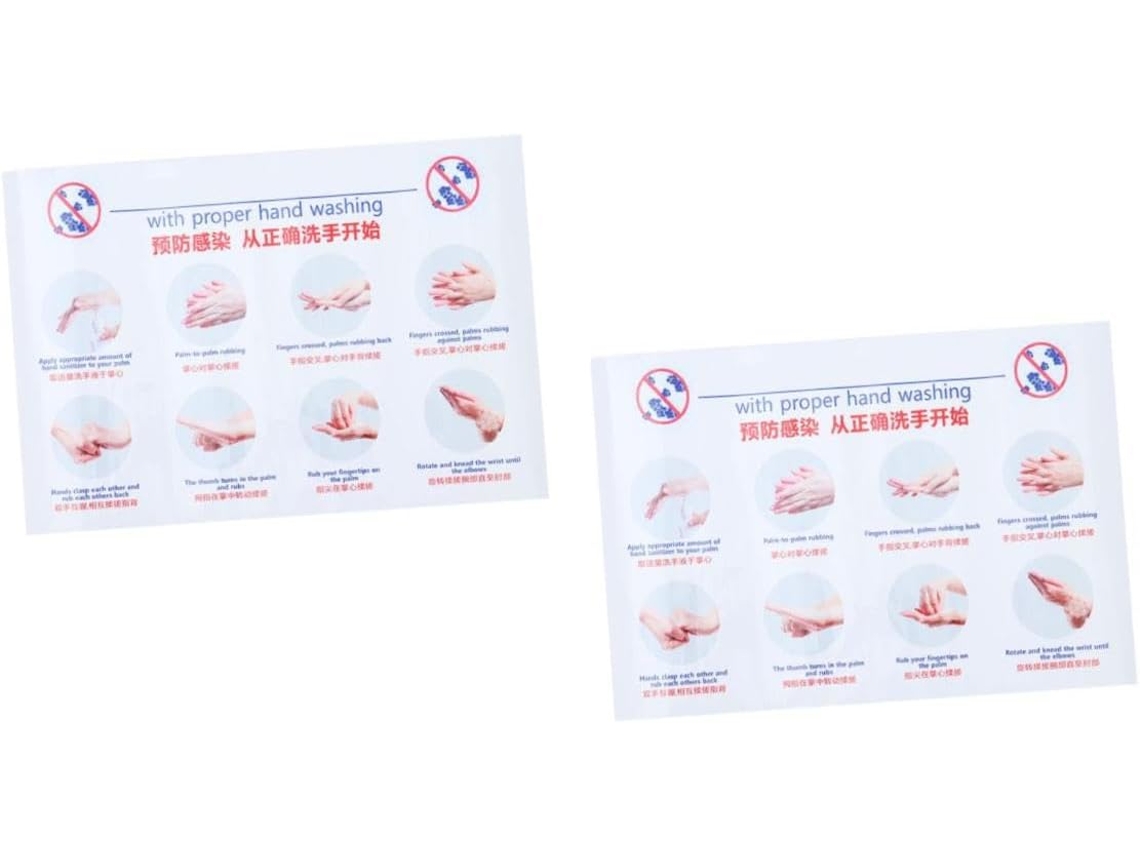 2 Pegatinas Autoadhesivas Para La Pared Con Instrucciones Para Lavarse Las Manos.
